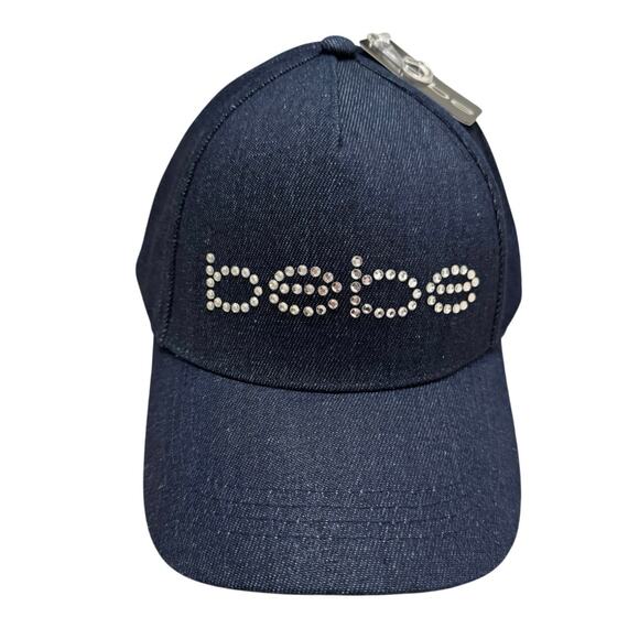 NWT Bebe Embellished Denim 100% Cotton Baseball Cap - Picture 1 of 9